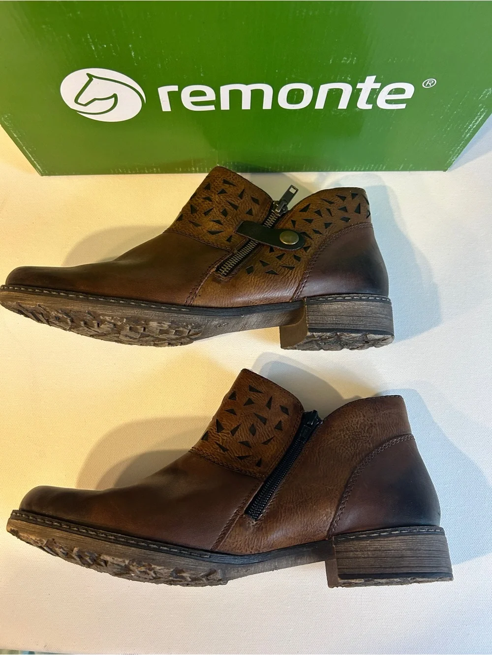 Remonte D4360-25 Brown Leather Ankle Boots Women’s US 9.5 EU 41 Comfort Booties - Picture 4 of 7
